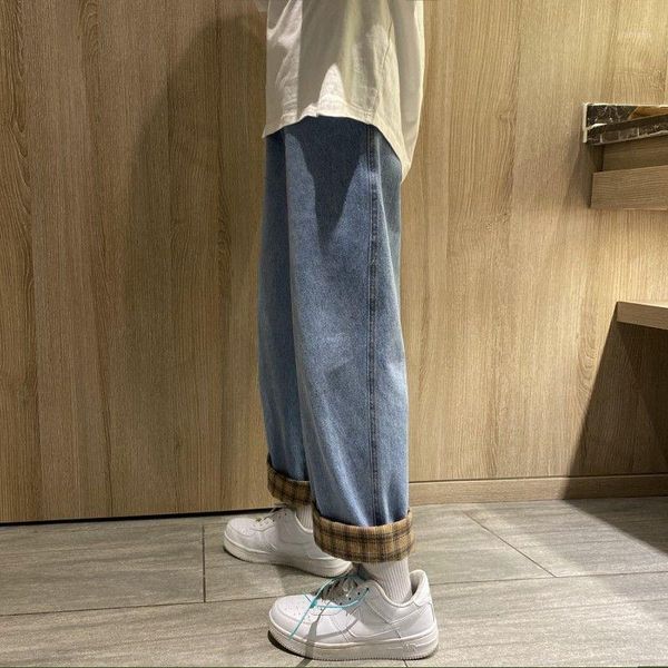 men's jeans 2021 spring and winter new patchwork plaid washed texture neutral pants jeans loose casual young men's clothing1, Blue
men's jeans 2021 spring and winter new patchwork plaid washed texture neutral pants jeans loose casual young men's clothing1, Blue