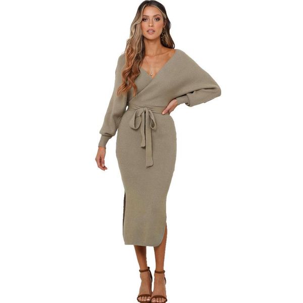 women autumn winter knitted dress long sleeve casual stretchy elastic elegant v-neck women solid dresses bodycon vestidos, Black;gray
women autumn winter knitted dress long sleeve casual stretchy elastic elegant v-neck women solid dresses bodycon vestidos, Black;gray