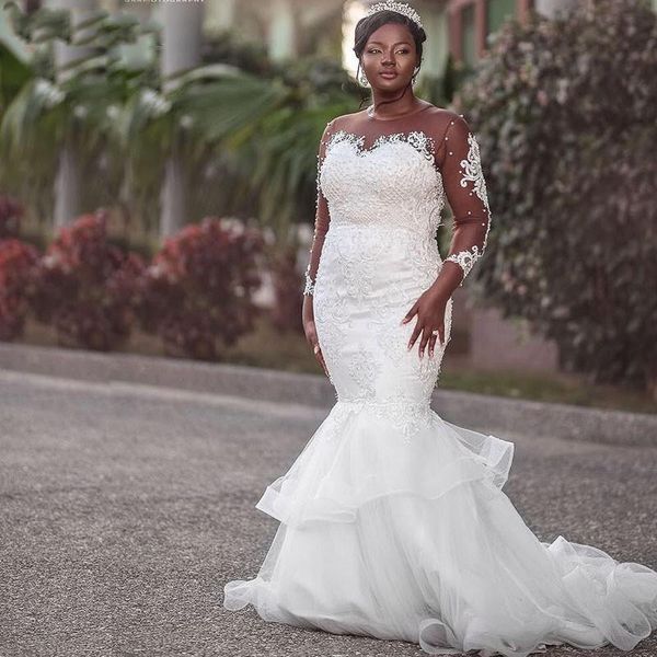 2021 white mermaid wedding dresses lace sheer neck long sleeves plus size illusion bodice garden country bridal gowns vestidos de novia
2021 white mermaid wedding dresses lace sheer neck long sleeves plus size illusion bodice garden country bridal gowns vestidos de novia