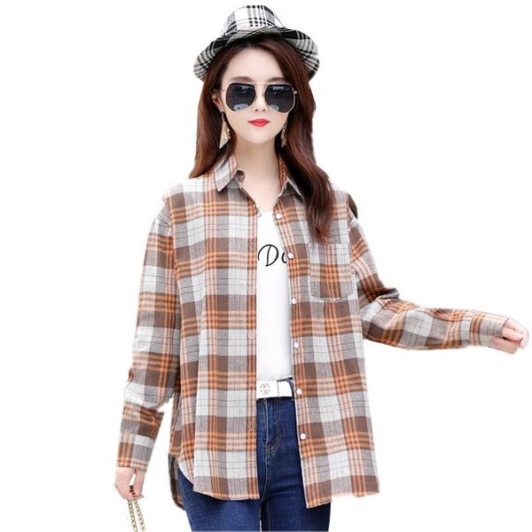 women's blouses & shirts pure cotton flannel shirt female plaid casual long-sleeved soft and comfortable plus size blouse, White
women's blouses & shirts pure cotton flannel shirt female plaid casual long-sleeved soft and comfortable plus size blouse, White