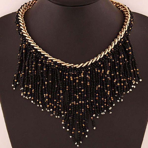 fashion women necklace beaded tassel chain statement bib necklace banquet jewelry gift woman's accesories, Golden;silver
fashion women necklace beaded tassel chain statement bib necklace banquet jewelry gift woman's accesories, Golden;silver