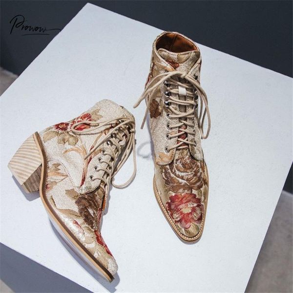 prowow new fashion style embroider women ankle boots pointed toe lace up chunky mid heel women autumn winter boots shoes woman, Black
prowow new fashion style embroider women ankle boots pointed toe lace up chunky mid heel women autumn winter boots shoes woman, Black