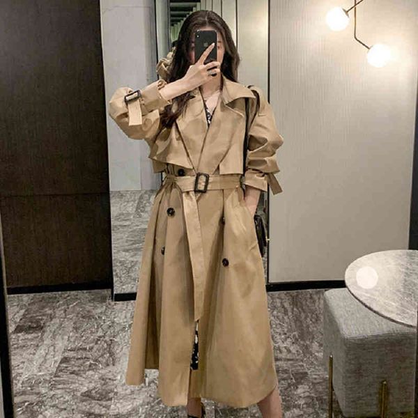 2022 new women's windbreaker popular this year medium and long khaki korean loose knee british coat, Black;white
2022 new women's windbreaker popular this year medium and long khaki korean loose knee british coat, Black;white