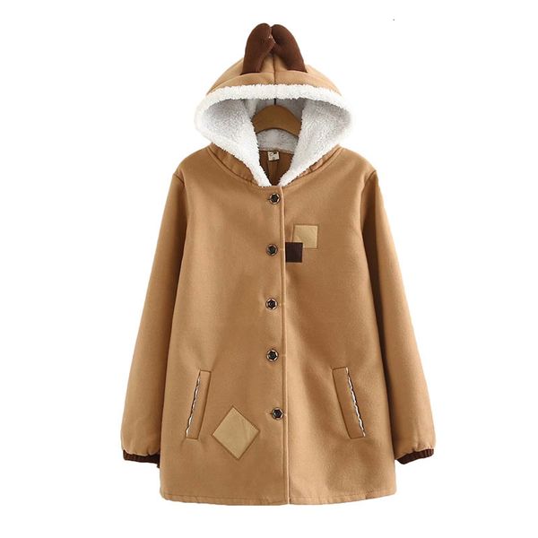 2019 autumn winter new coat fashion slim thick warm plush wool women's casual antler hooded loose woolen coats e071, Black
2019 autumn winter new coat fashion slim thick warm plush wool women's casual antler hooded loose woolen coats e071, Black