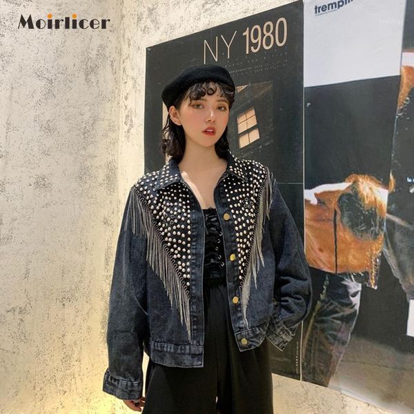 chaquetas mujer 2020 autumn streetwear denim jacket women hand-studded rivet tassel chain short jeans jacket loose black coats1, Black;brown
chaquetas mujer 2020 autumn streetwear denim jacket women hand-studded rivet tassel chain short jeans jacket loose black coats1, Black;brown