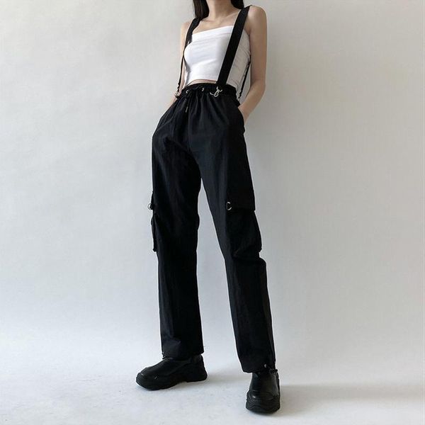 women fashion harajuku cargo pants black detachable strap trousers female elastic waist streetwear pants plus size casual, Black;white
women fashion harajuku cargo pants black detachable strap trousers female elastic waist streetwear pants plus size casual, Black;white