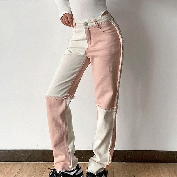 women's fashion jeans wide leg patchwork full length pants casual weekend micro-elastic color block comfort mid waist pink s l j8hk#, Black;white
women's fashion jeans wide leg patchwork full length pants casual weekend micro-elastic color block comfort mid waist pink s l j8hk#, Black;white