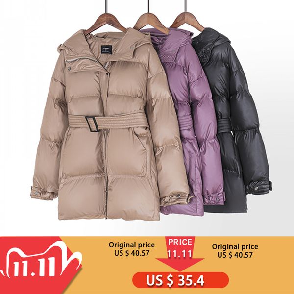 ies winter hooded jacket coat women parkas belt puffer jacket oversized outwear women clothing 201103, Black
ies winter hooded jacket coat women parkas belt puffer jacket oversized outwear women clothing 201103, Black