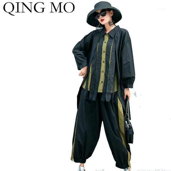 qing mo fashion brand large size women suit women patchwork color stitching irregular shirt wide leg pants two piece set zqy52001, Gray
qing mo fashion brand large size women suit women patchwork color stitching irregular shirt wide leg pants two piece set zqy52001, Gray