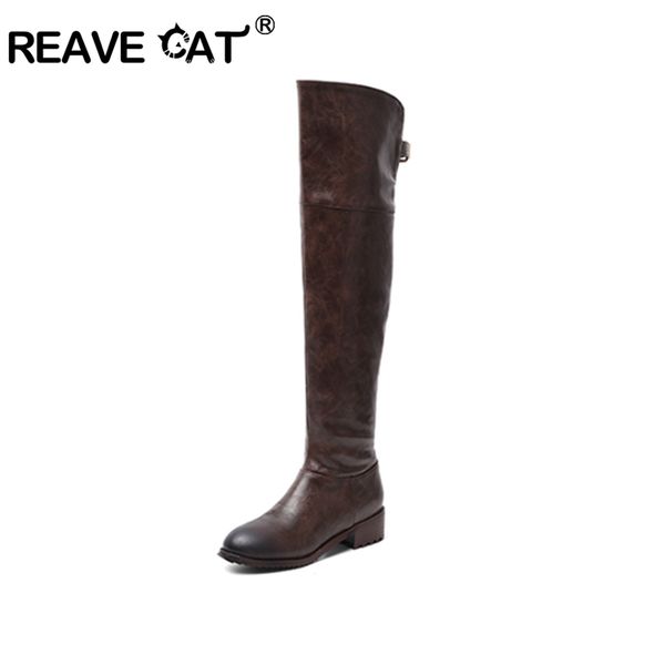 reave cat new women leather boots over the knee boots low heels slim long boots black brown lady winter warm shoes c0202
reave cat new women leather boots over the knee boots low heels slim long boots black brown lady winter warm shoes c0202
