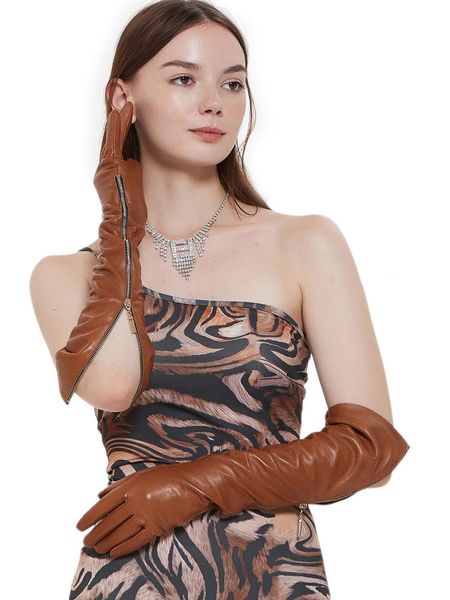 five fingers gloves women 50cm long (19.7") real sheep leather side visible zipper style tan, Blue;gray
five fingers gloves women 50cm long (19.7") real sheep leather side visible zipper style tan, Blue;gray