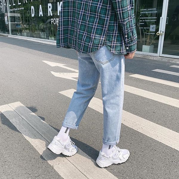 spring summer light color jeans men's ankle-length pants jeansjeans and jeansloose straight tube large korean student's nine point, Blue
spring summer light color jeans men's ankle-length pants jeansjeans and jeansloose straight tube large korean student's nine point, Blue