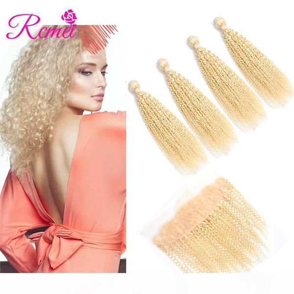 rcmei 613 bundles with frontal 100% mongolian human hair blonde 613 kinky curly 4 bundles with 13*4 lace frontal 5pcs lot ing, Black;brown
rcmei 613 bundles with frontal 100% mongolian human hair blonde 613 kinky curly 4 bundles with 13*4 lace frontal 5pcs lot ing, Black;brown