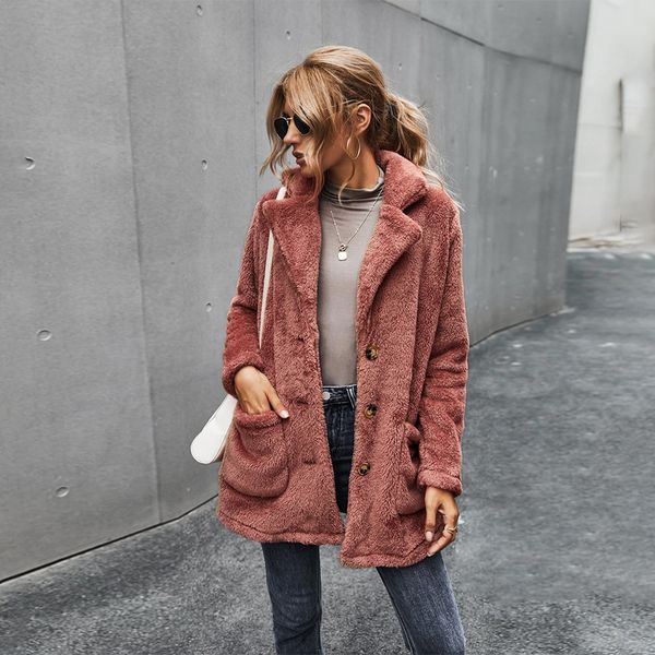 women classic plush thicken faux fur warm coat winter fashion outdoor streetwear femme turn-down collar solid pockets coat lj201128, Tan;black
women classic plush thicken faux fur warm coat winter fashion outdoor streetwear femme turn-down collar solid pockets coat lj201128, Tan;black