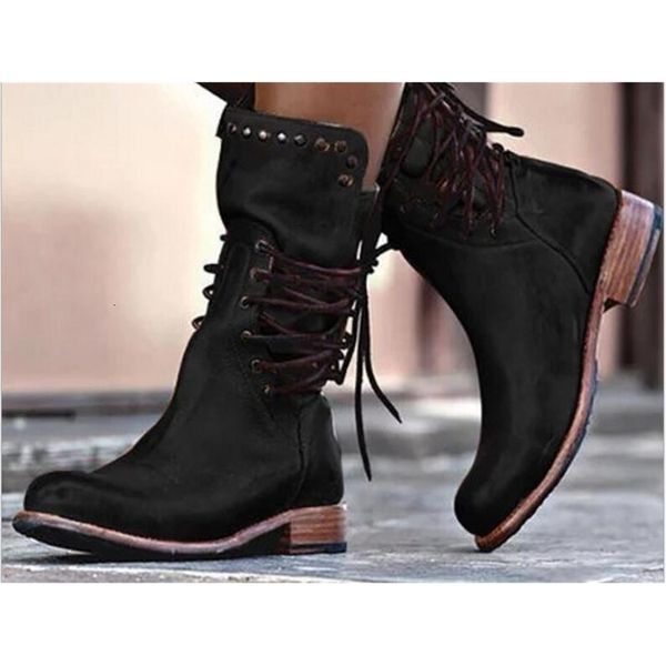 blwbyl women mid-calf matin boots ladies chaussure girl vintage pu leather booties shoes woman warm lace up, Black
blwbyl women mid-calf matin boots ladies chaussure girl vintage pu leather booties shoes woman warm lace up, Black