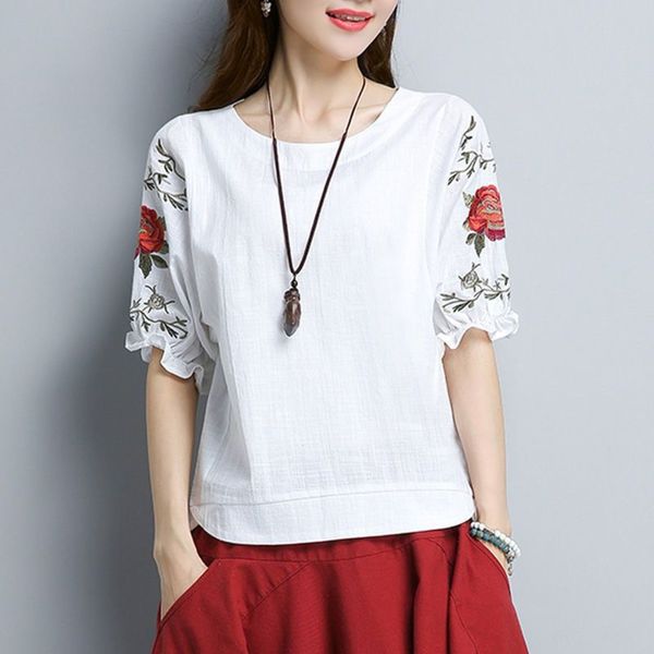 literary and art large embroidery white short sleeve t- for mothers in summer loose t- shirt and thin bottomed shirt spring 6u689
literary and art large embroidery white short sleeve t- for mothers in summer loose t- shirt and thin bottomed shirt spring 6u689