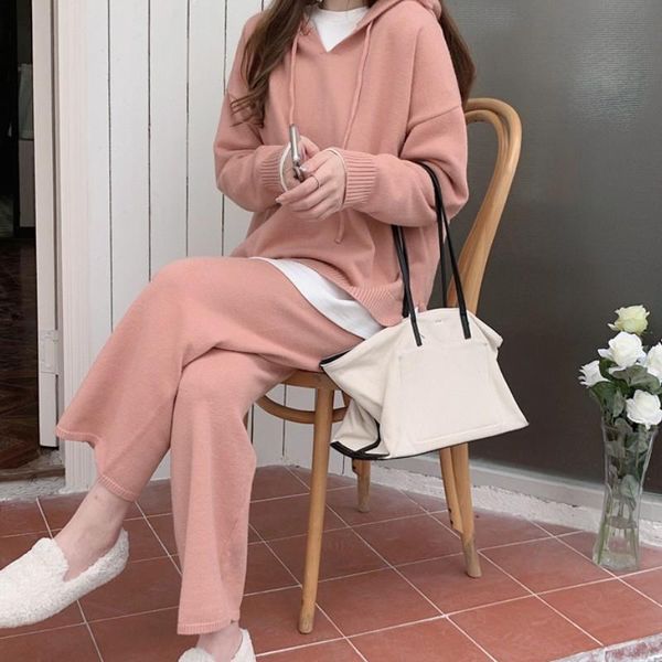 2021 autumn winter pink two piece set casual chic hooded knitted sweater and high waist wide leg pants women tracksuit, Gray
2021 autumn winter pink two piece set casual chic hooded knitted sweater and high waist wide leg pants women tracksuit, Gray
