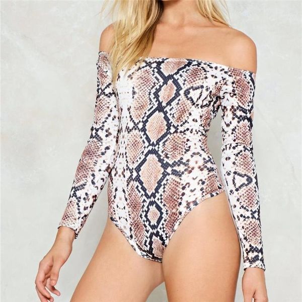 women snakeskin bodysuits female long sleeve stretch off shoulder bodysuit rompers fashion casual slash neck playsuits new1, Black;white
women snakeskin bodysuits female long sleeve stretch off shoulder bodysuit rompers fashion casual slash neck playsuits new1, Black;white