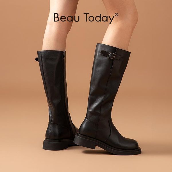 boots beautoday long women genuine cow leather knee high buckle side zipper round toe lady winter shoes handmade 01514, Black
boots beautoday long women genuine cow leather knee high buckle side zipper round toe lady winter shoes handmade 01514, Black