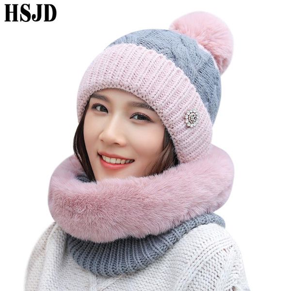 beanie/skull caps winter women's double color knitted hat and thick plush scarf 2 pieces set warm pompom beanies hats female protect ne, Blue;gray
beanie/skull caps winter women's double color knitted hat and thick plush scarf 2 pieces set warm pompom beanies hats female protect ne, Blue;gray
