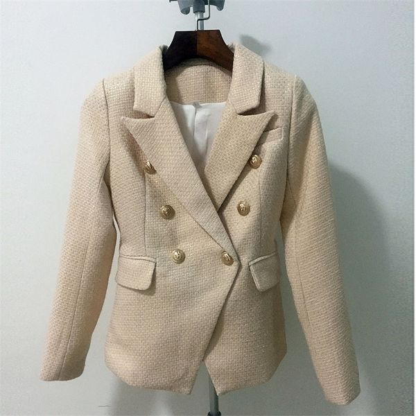 new fashion 2020 designer blazer women's metal lion buttons double breasted gold painting blazer jacket lj201212, White;black
new fashion 2020 designer blazer women's metal lion buttons double breasted gold painting blazer jacket lj201212, White;black