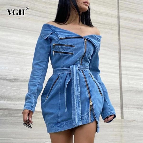 vgh denim irregular dress for women lapel long sleeve high waist lace up patchwork zipper mini dresses female fashion new autumn, Black;gray
vgh denim irregular dress for women lapel long sleeve high waist lace up patchwork zipper mini dresses female fashion new autumn, Black;gray