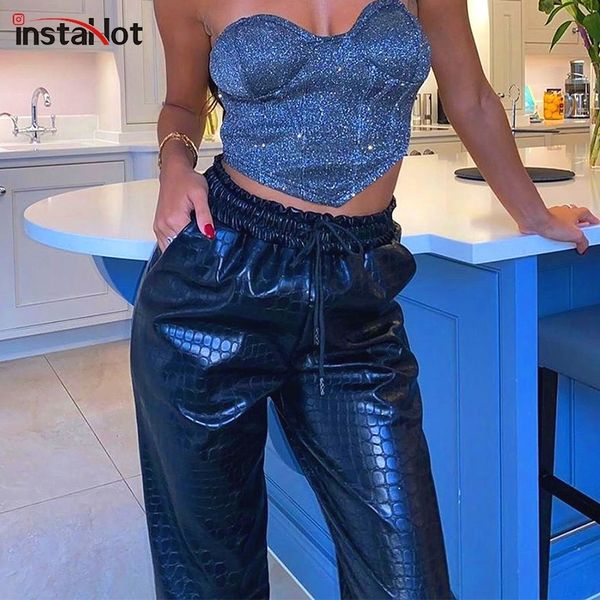instaharem pants trousers women faux leather loose jogger mujer black high street elastic waist casual combat streetwear y200418, Black;white
instaharem pants trousers women faux leather loose jogger mujer black high street elastic waist casual combat streetwear y200418, Black;white