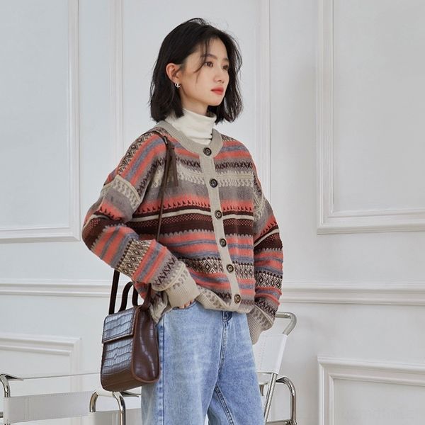 59ohk new sweater kong style hong color contrast autumn wool wool lazy in cardigan and winter 2020 ghyun, White;black
59ohk new sweater kong style hong color contrast autumn wool wool lazy in cardigan and winter 2020 ghyun, White;black