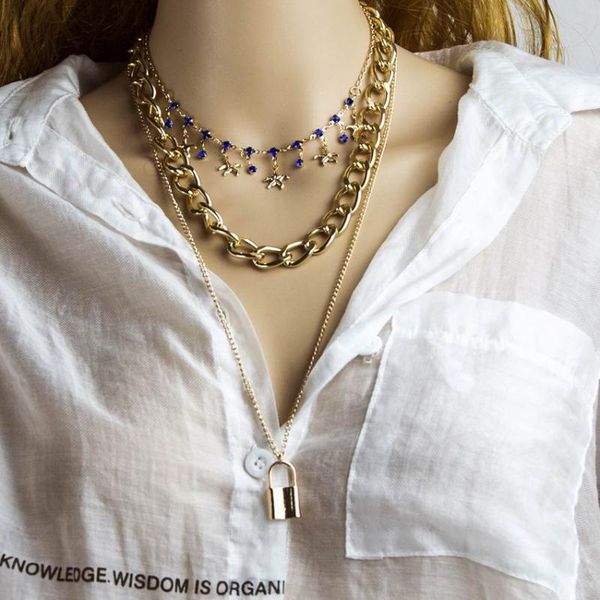 chokers boho gold crystal tassels chain women's pendant necklace multilayer fashion female simple stars lock choker necklaces jewelry, Golden;silver
chokers boho gold crystal tassels chain women's pendant necklace multilayer fashion female simple stars lock choker necklaces jewelry, Golden;silver