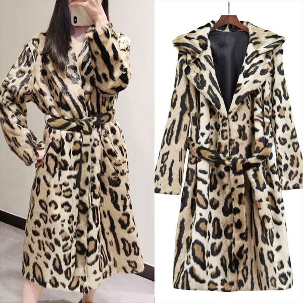 women fur women fashion leopard print long sleeve with belt long wool pellet coat drop shipping, Black
women fur women fashion leopard print long sleeve with belt long wool pellet coat drop shipping, Black