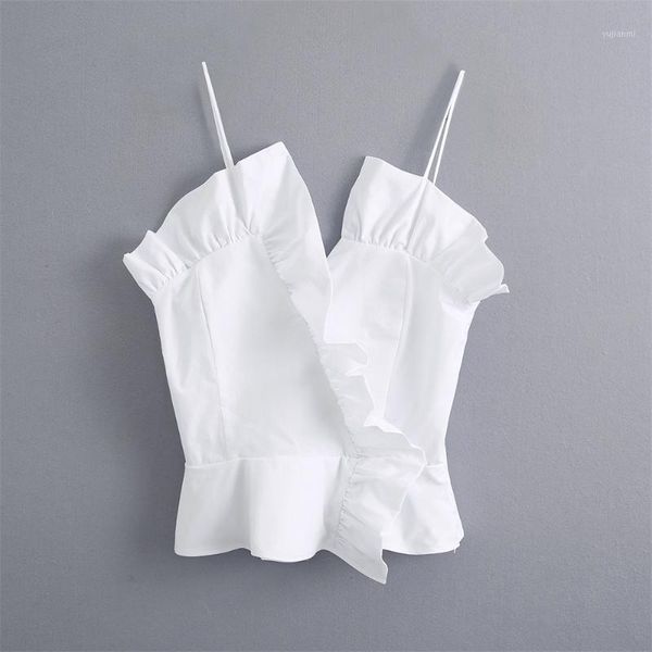 2020 summer women's new french v-neck sling niche slim ruffled white poplin strapless vest shirt1
2020 summer women's new french v-neck sling niche slim ruffled white poplin strapless vest shirt1