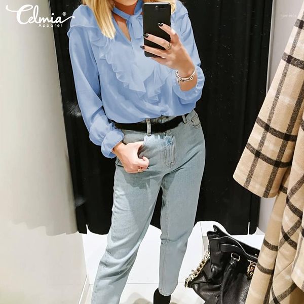 celmia elegant women bow tie neck tunic shirt stylish solid ruffles 2020 long flare sleeve loose blouse casual blusas mujer1, White
celmia elegant women bow tie neck tunic shirt stylish solid ruffles 2020 long flare sleeve loose blouse casual blusas mujer1, White