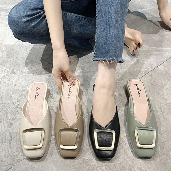 shoes for women 2022 summer half-slip women sandals fashion new slip-on shoes square buckle half bag flat shoes, Black
shoes for women 2022 summer half-slip women sandals fashion new slip-on shoes square buckle half bag flat shoes, Black