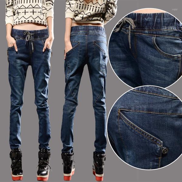 spring grew up code plus jeans loose woman elastic waist stretch pants slim collapse clothes china women selling1, Blue
spring grew up code plus jeans loose woman elastic waist stretch pants slim collapse clothes china women selling1, Blue