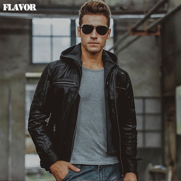 men's real leather jacket pigskin motorcycle hooded removable hat double closure genuine leather jackets 201216, Black
men's real leather jacket pigskin motorcycle hooded removable hat double closure genuine leather jackets 201216, Black