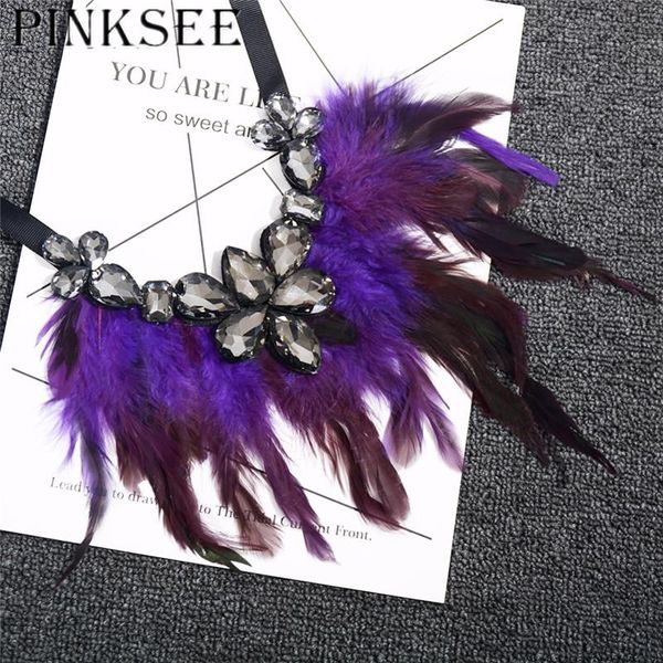 pinksee retro exaggerated feather crystal clavicle rope chain short pendant necklace elegant jewelry gift for women, Golden;silver
pinksee retro exaggerated feather crystal clavicle rope chain short pendant necklace elegant jewelry gift for women, Golden;silver