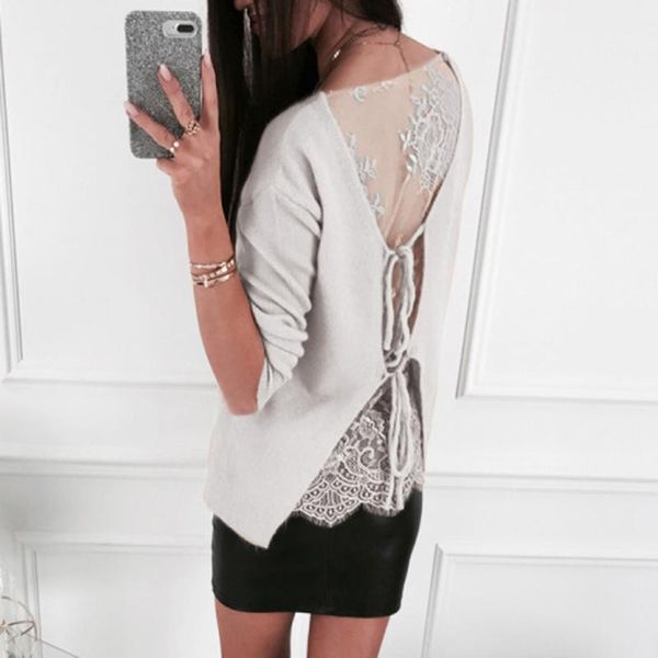 2020 fashion autumn women long sleeve lace t shirt crew neck bandage back lace tee t shirts1, White
2020 fashion autumn women long sleeve lace t shirt crew neck bandage back lace tee t shirts1, White