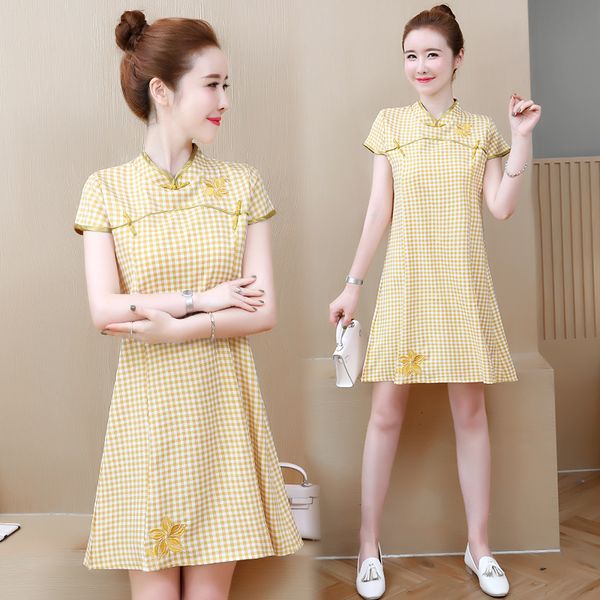 women's dress embroidered vintage yellow chess, large size 2021 a7yn, Black;gray
women's dress embroidered vintage yellow chess, large size 2021 a7yn, Black;gray
