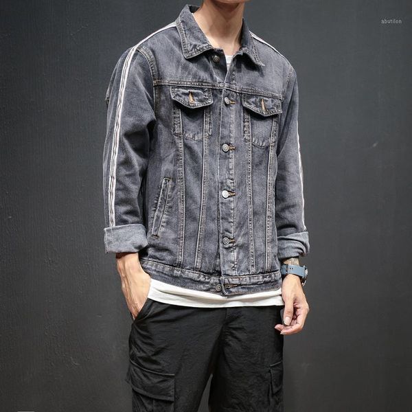 men's jackets yasuguoji 2021 japanese streetwear vintage jeans men jacket fashion grey mens denim with side stripe patchwrok1, Black;brown
men's jackets yasuguoji 2021 japanese streetwear vintage jeans men jacket fashion grey mens denim with side stripe patchwrok1, Black;brown