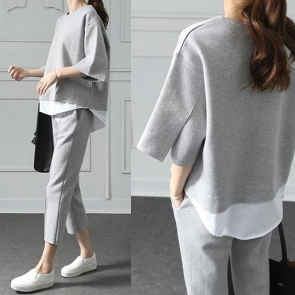 fall 2020 new women's wear fake two piece split coat + capris casual fashion suit a8nld, Gray
fall 2020 new women's wear fake two piece split coat + capris casual fashion suit a8nld, Gray