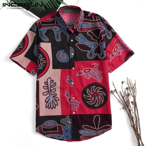 men casual shirt short sleeve cotton button up streetwear vintage men hawaiian shirts vacation camisas 2020 incerun1, White;black
men casual shirt short sleeve cotton button up streetwear vintage men hawaiian shirts vacation camisas 2020 incerun1, White;black