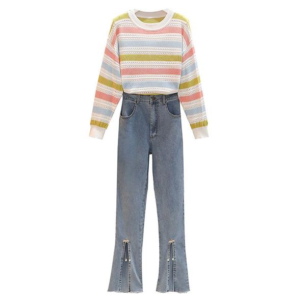 suit pants fall new light ripe female culture quality 2020 autumn two-piece clothing set stripe sweater denim pants woman suit, Gray
suit pants fall new light ripe female culture quality 2020 autumn two-piece clothing set stripe sweater denim pants woman suit, Gray