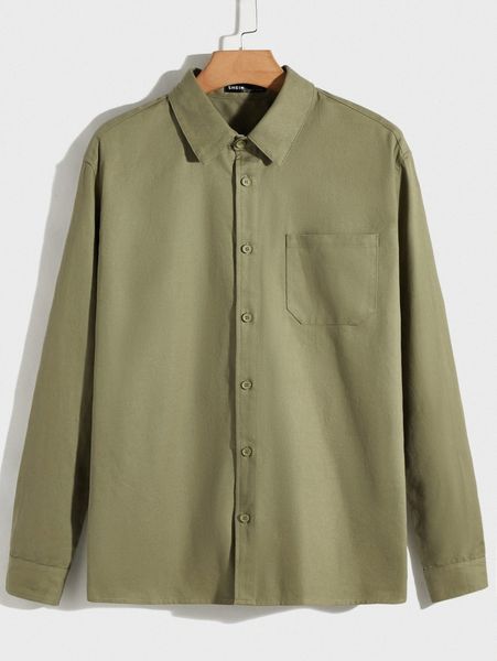 men single breasted patch pocket shirt b2vv#, White;black
men single breasted patch pocket shirt b2vv#, White;black