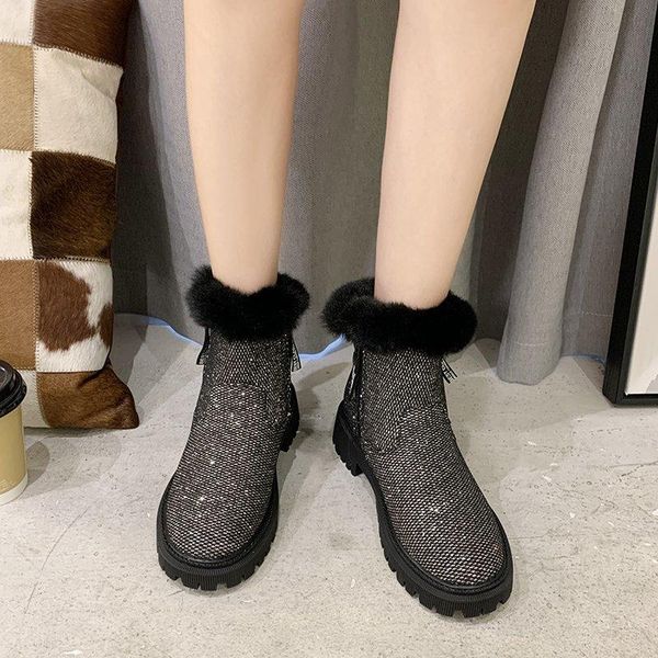 women's shoes luxury boots woman leather rhinestone snow boots women winter shoes warm platform ankle botas mujer, Black
women's shoes luxury boots woman leather rhinestone snow boots women winter shoes warm platform ankle botas mujer, Black