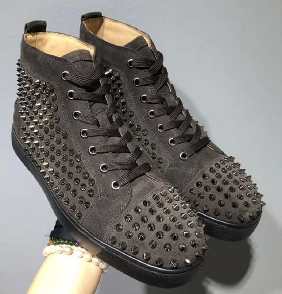 new arrivals men women red bottom casual shoes brand designer suede with studded spikes high sneakers plus size35-47, Black
new arrivals men women red bottom casual shoes brand designer suede with studded spikes high sneakers plus size35-47, Black