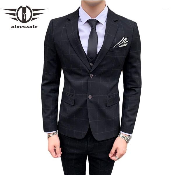 plyesxale slim fit fashion black grey plaid suit men elegant 3 piece wedding suits for men business dress formal suit male q9571, White;black
plyesxale slim fit fashion black grey plaid suit men elegant 3 piece wedding suits for men business dress formal suit male q9571, White;black