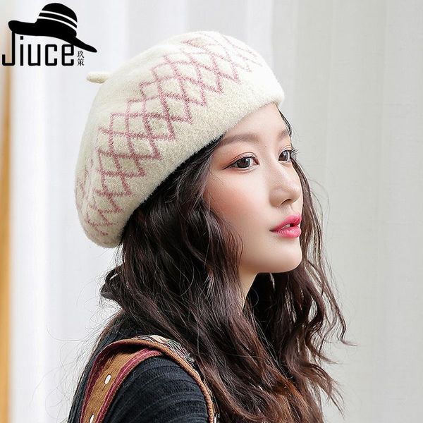 hat factory mink beret female korean color matching diamond lattice painter's hat, Blue;gray
hat factory mink beret female korean color matching diamond lattice painter's hat, Blue;gray