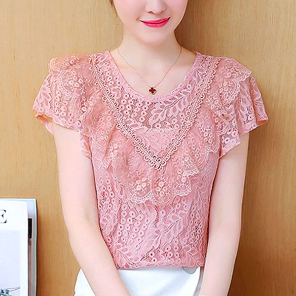 ruffle lace short-sleeved women's clothing summer blouses shirts chiffon pink o neck plus size 4xl lace women lj200812, White
ruffle lace short-sleeved women's clothing summer blouses shirts chiffon pink o neck plus size 4xl lace women lj200812, White