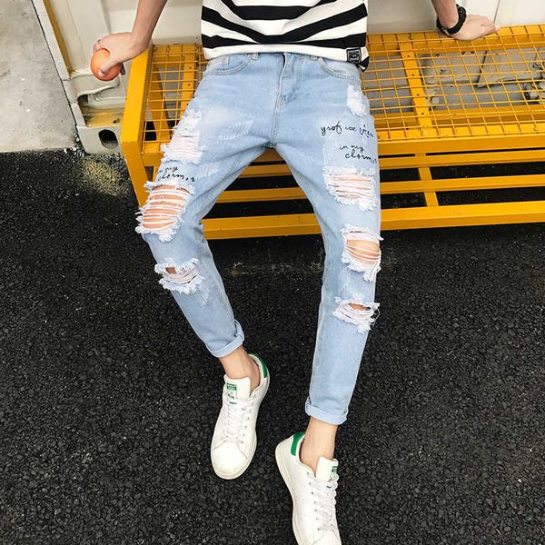 2019 men's fashion trend baggy blue color casual loose trousers holes frayed ripped jeans straight plus size
2019 men's fashion trend baggy blue color casual loose trousers holes frayed ripped jeans straight plus size