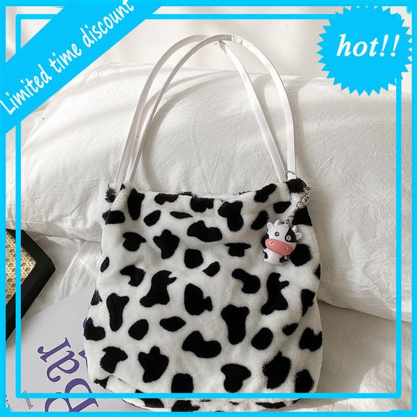 korean ins plush autumn and winter cow messenger bag